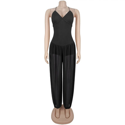 Women's Mesh Lace V-neck Sleeveless Romper - Additional View 9