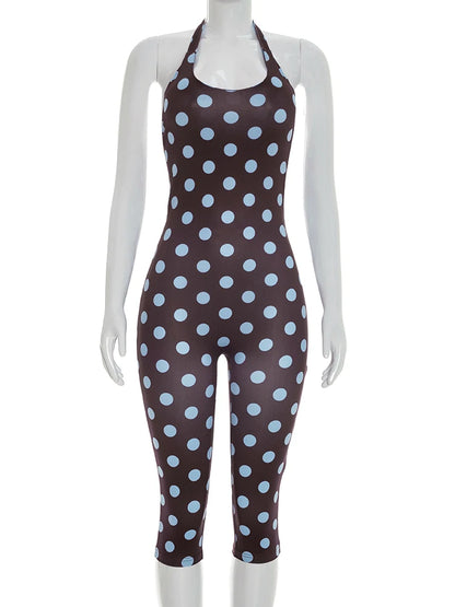 Joskaa Polka Dot Lace Backless Halter Romper - romper image 2