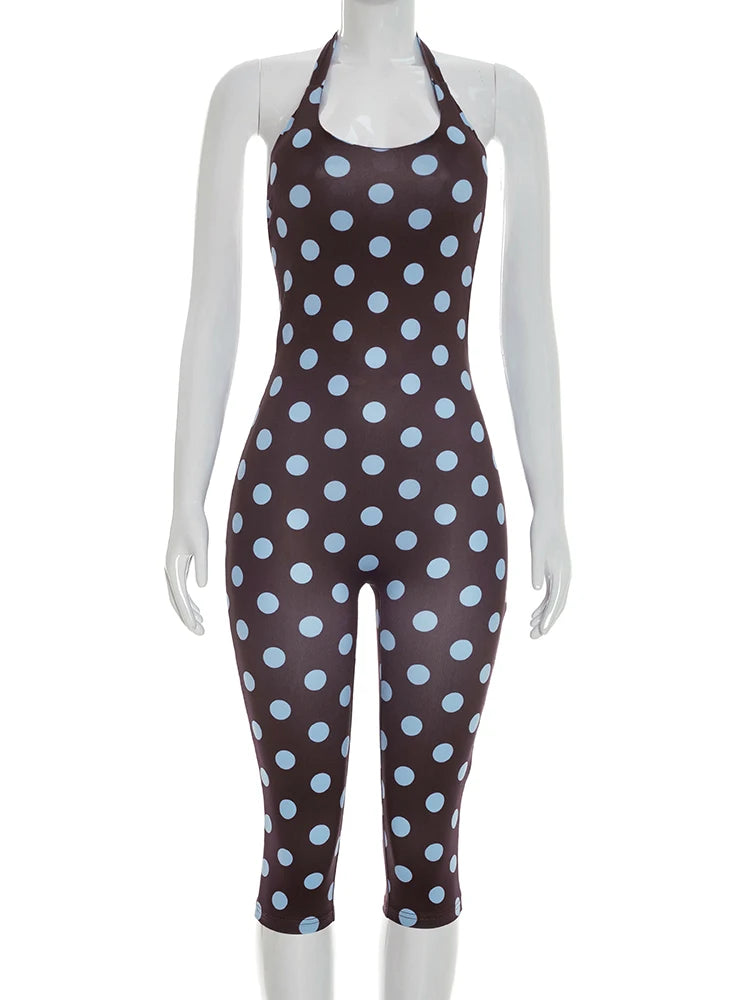 Joskaa Polka Dot Lace Backless Halter Romper - romper image 2
