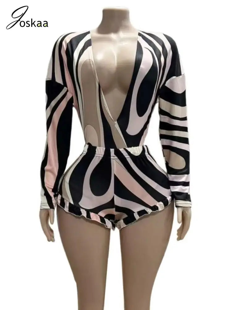 Women's Stripe Mesh Long Sleeve Two Piece Set Black And White – Side View