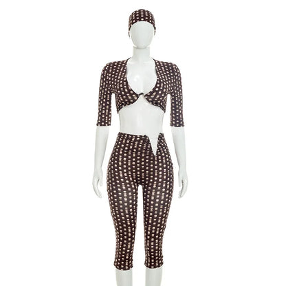 Women's Polka Dot Ruched V-neck High Waist Two Piece Set - Additional View 9