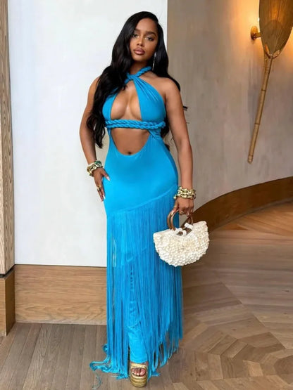 Women's Cutout Halter Elegant Wrap Chest Bodycon Dress – Women's Fashion Wholesale – Front View