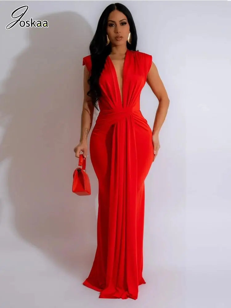Women's Ruched Sleeveless Bodycon Maxi Dress – Women's Fashion Wholesale – Front View