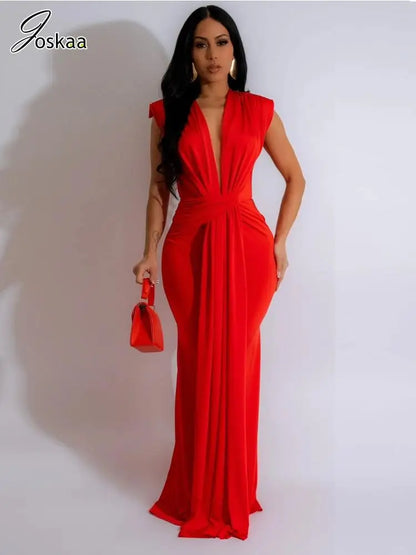 Women's Ruched Sleeveless Bodycon Maxi Dress – Women's Fashion Wholesale – Front View
