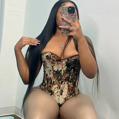 Women's Fishbone Waist Trainer Two Piece Set Sky Blue – Detail View