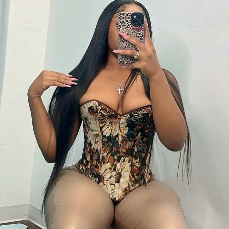 Women's Fishbone Waist Trainer Two Piece Set Sky Blue – Detail View