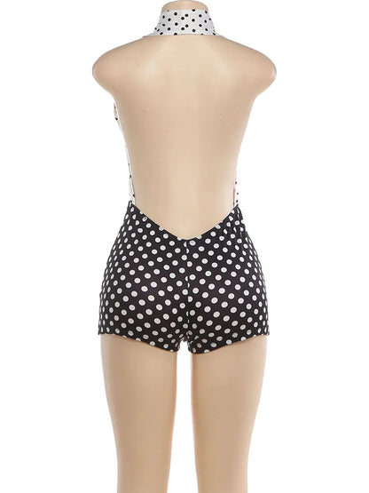 Joskaa Polka Dot Backless Halter Sleeveless Romper - romper image 4