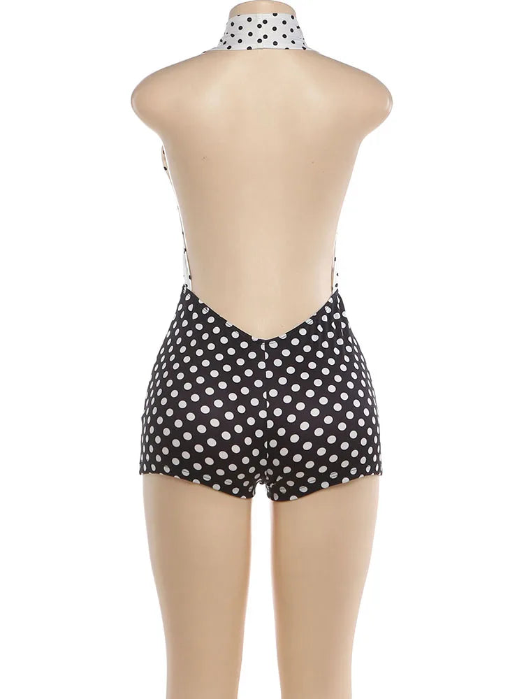 Joskaa Polka Dot Backless Halter Sleeveless Romper - romper image 4