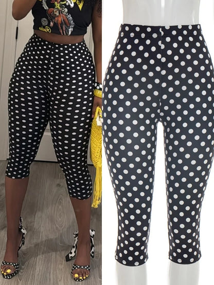 Women's Polka Dot Crop High Waist Pants Top – Women's Fashion Wholesale – Front View