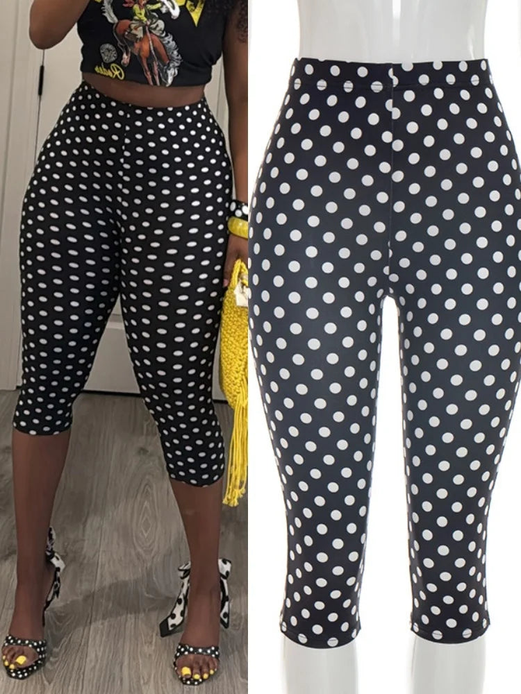 Women's Polka Dot Crop High Waist Pants Top – Women's Fashion Wholesale – Front View
