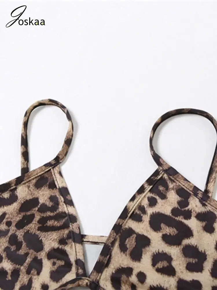 Women's Leopard Print Mesh Two Piece Bikini Set Black – Detail View