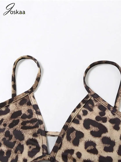 Women's Leopard Print Mesh Two Piece Bikini Set Black – Detail View