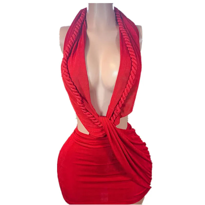 Joskaa Ruched Backless Halter Bodycon Mini Dress - mini dress image 5