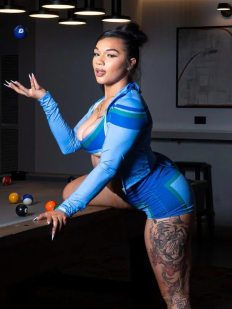 Women's Long Sleeve Bodycon Two Piece Set