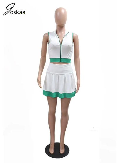 Wholesale Women's Zip Pleated Two Piece Set Purplish Blue – Back View