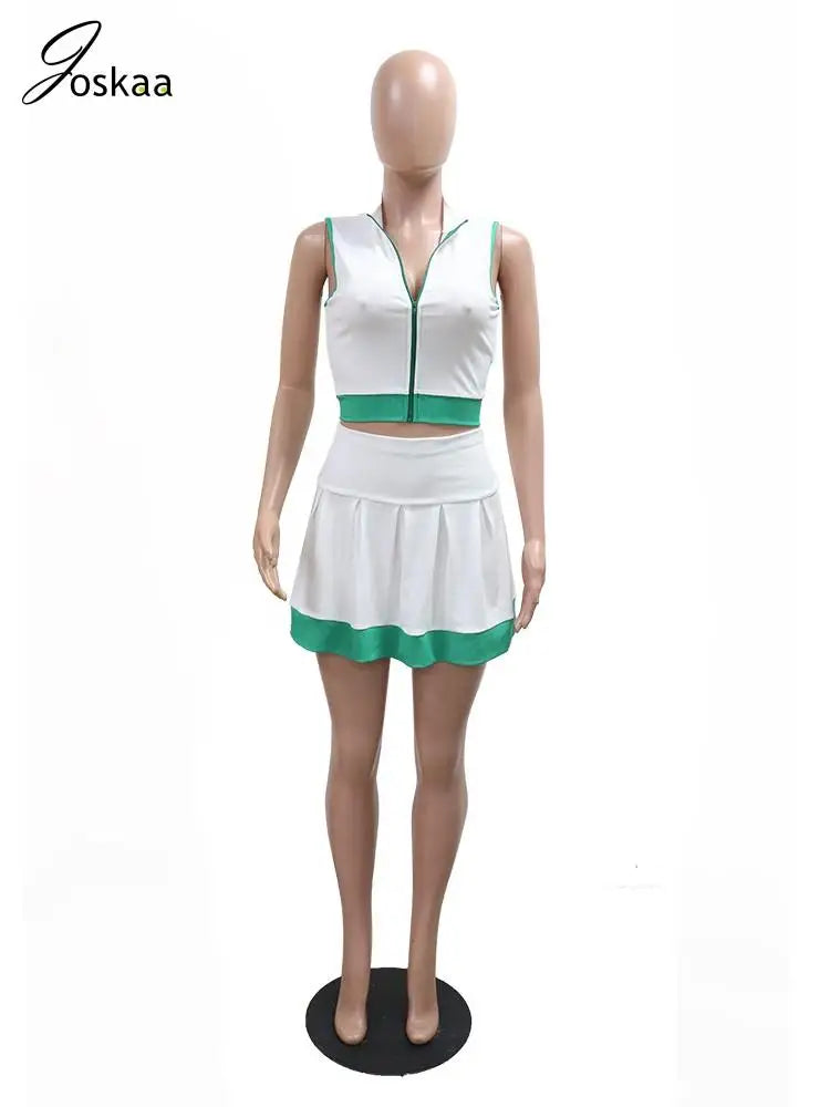 Wholesale Women's Zip Pleated Two Piece Set Purplish Blue – Back View
