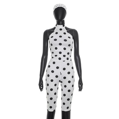Joskaa Polka Dot Lace Ruched Backless Romper - romper image 5