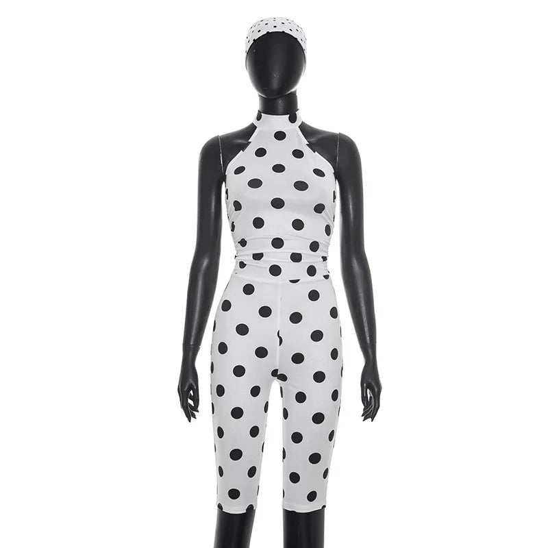 Joskaa Polka Dot Lace Ruched Backless Romper - romper image 5