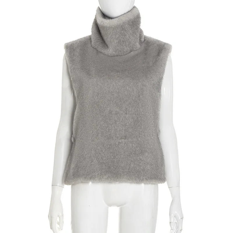 Women's Sleeveless Furry Vests High Jacket