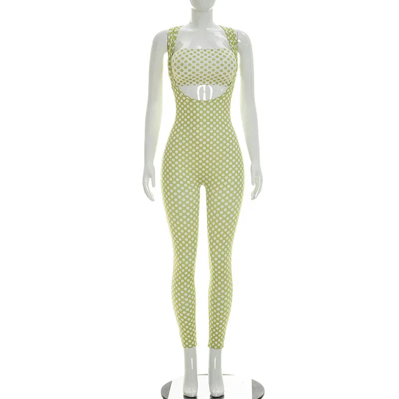 Women's Polka Dot Strapless Sleeveless Two Piece Set