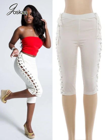 Women's Lace Crop High Waist Bodycon Pants Top – Women's Fashion Wholesale – Front View