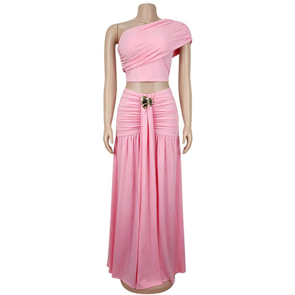 Women's Ruched One Shoulder Two Piece Set - Detail View 9