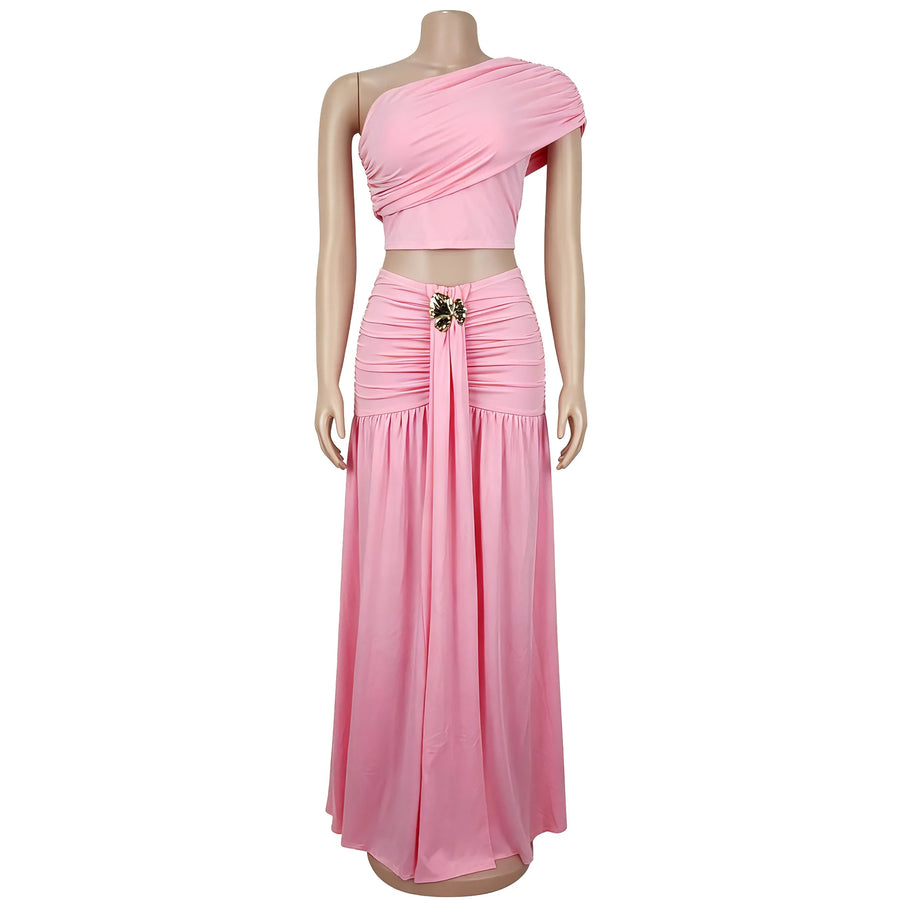 Women's Ruched One Shoulder Two Piece Set - Detail View 9