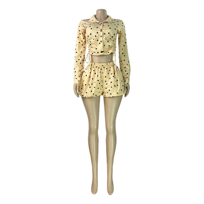 Wholesale Women's Polka Dot Crop Two Piece Set