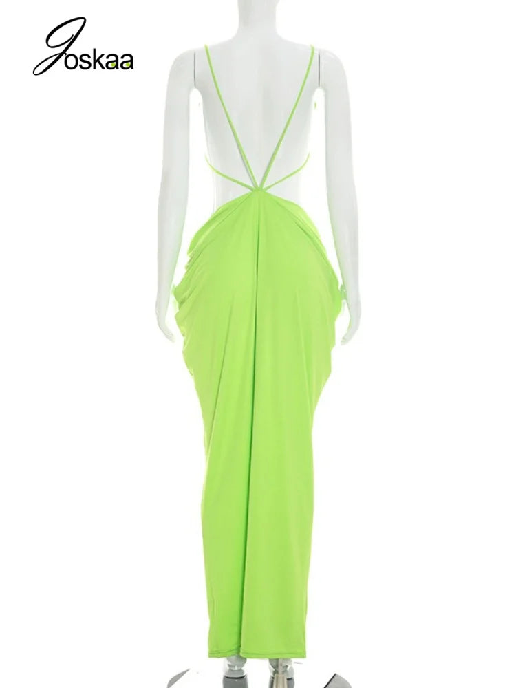 Women's Ruched Cutout Bodycon Maxi Dress - Detail View