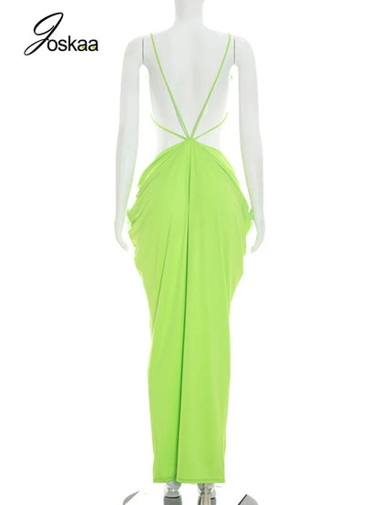 Women's Ruched Cutout Bodycon Maxi Dress - Detail View