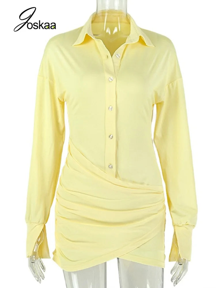 Women's Ruched Long Sleeve Bodycon Mini Dress - Back View