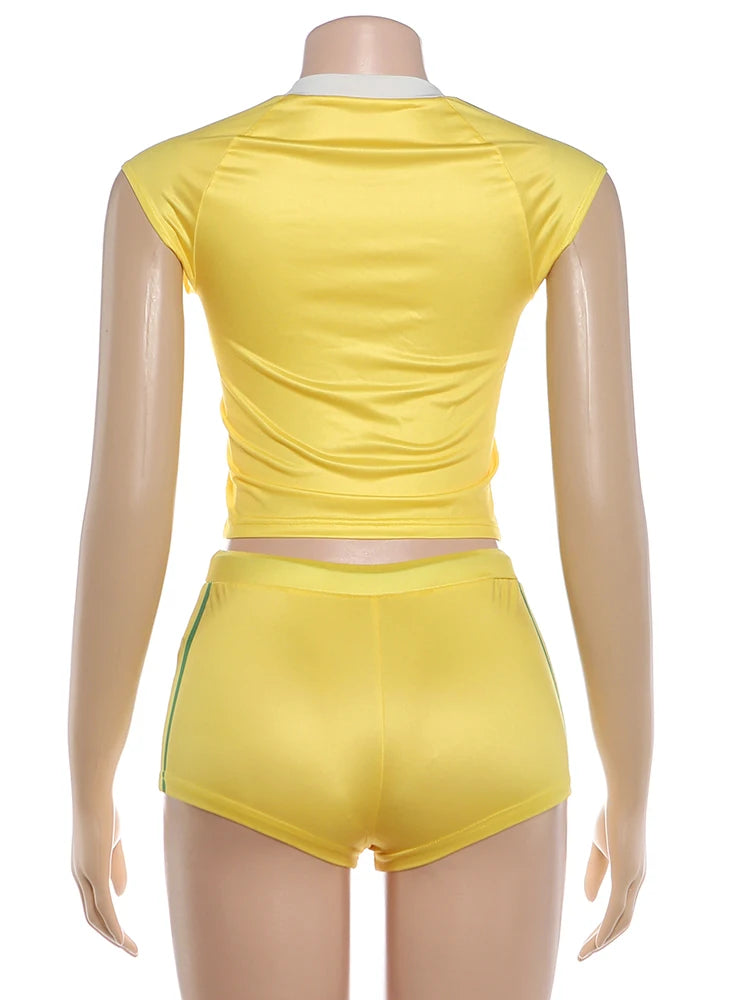 Joskaa Short Sleeve Crop Two Piece Set - two piece set image 4