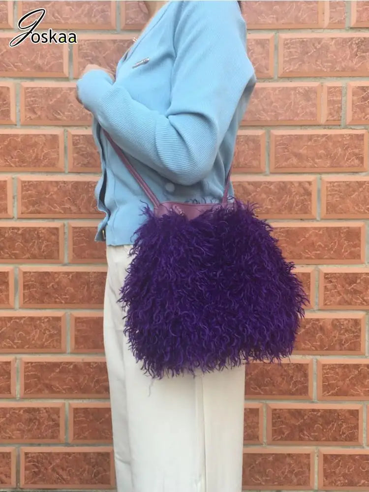 Wholesale Long Faux Fur Wool Shawl Accessory – Back View