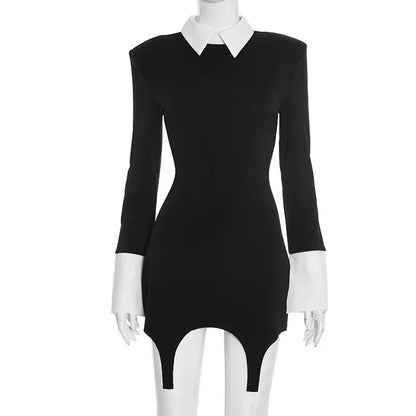 Joskaa Long Sleeve Mini Dress Chic Black Gown - mini dress image 5