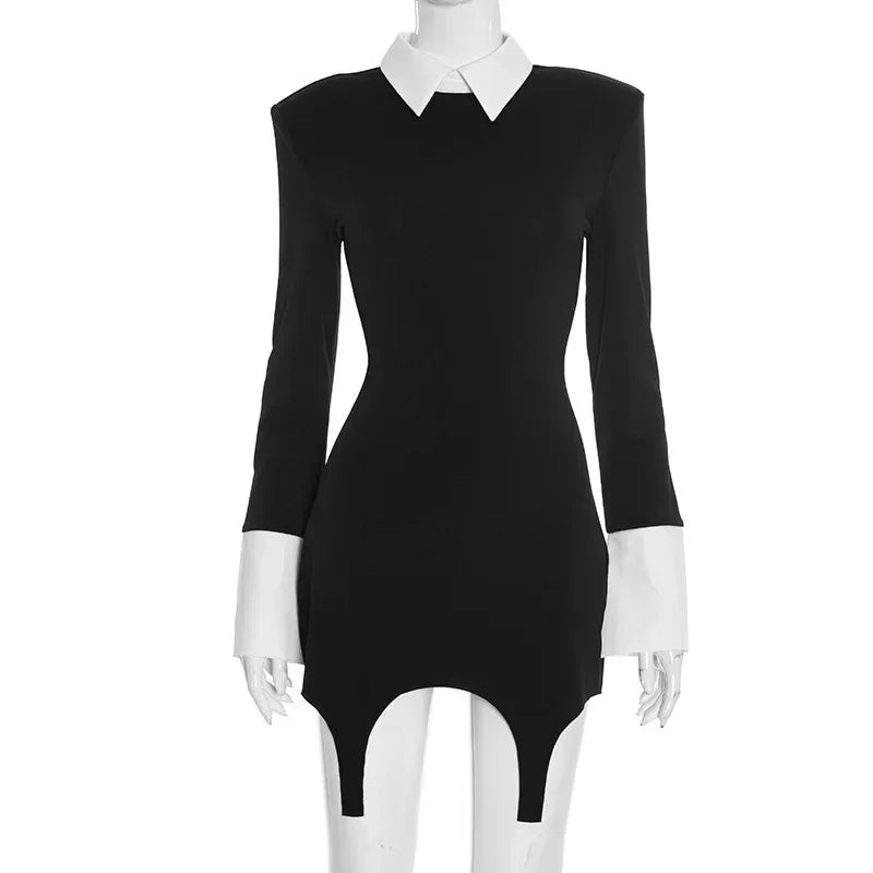 Joskaa Long Sleeve Mini Dress Chic Black Gown - mini dress image 5