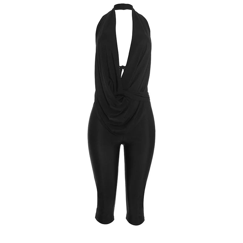 Women's V-neck Halter Sleeveless Bodycon Romper 7821 - Additional View 7