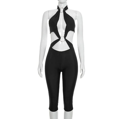 Women's Backless Cutout Halter Bodycon Romper - Additional View 9