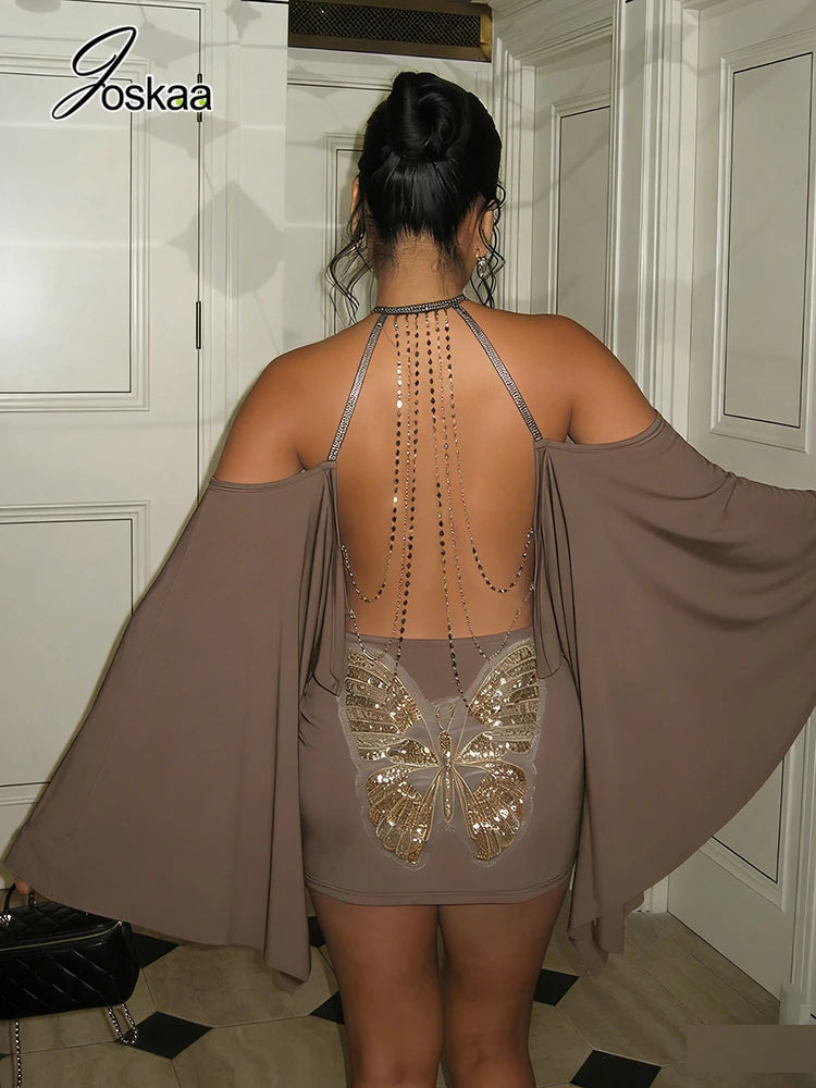 Women's Off Shoulder Backless Bodycon Dress - Detail View 2