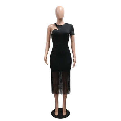 Women's One Shoulder Short Sleeve Bodycon Dress