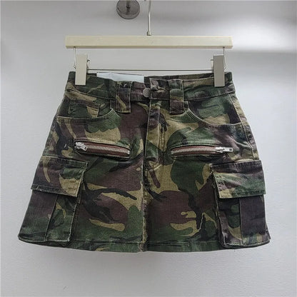 Women's Denim High Waist Mini Fall Vintage Side Skirt