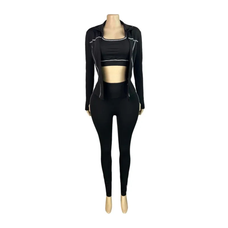 Women's Crop Zip Fall Sporty Two Piece Set