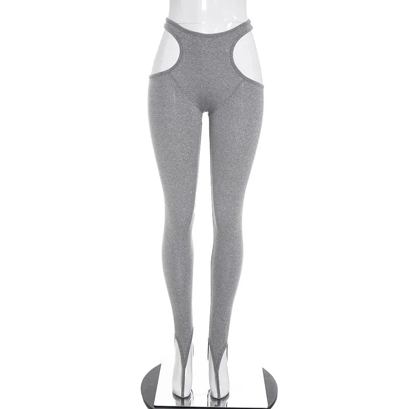 Women's Cutout Bodycon Pants Waist Leggings Foot - Additional View 9