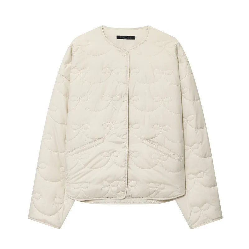 Women's Long Sleeve Bow Detail Round Jacket
