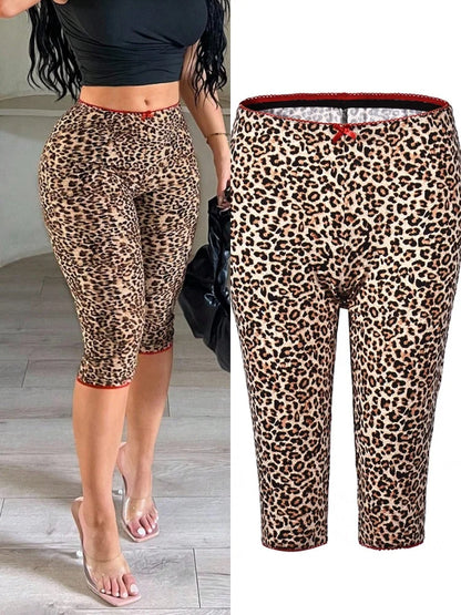Women's Leopard Print Lace Bodycon Pants - Additional View 8