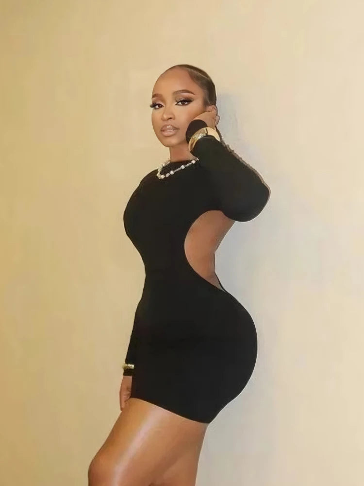 Women's Backless Cutout Long Sleeve Mini Dress – Women's Fashion Wholesale – Front View