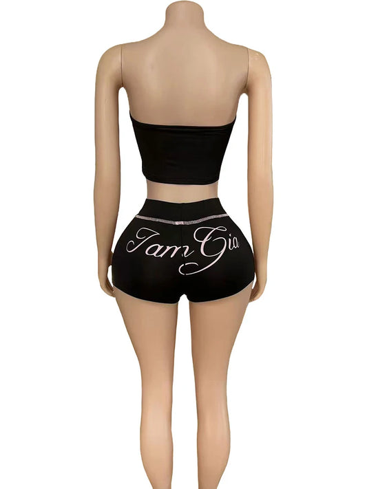 Wholesale Women's Strapless Bodycon Two Piece Set Pink – Side View
