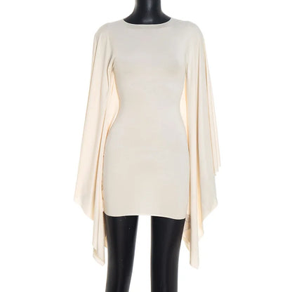 Women's Ruched Bodycon Bat Sleeve Trend Mini Dress