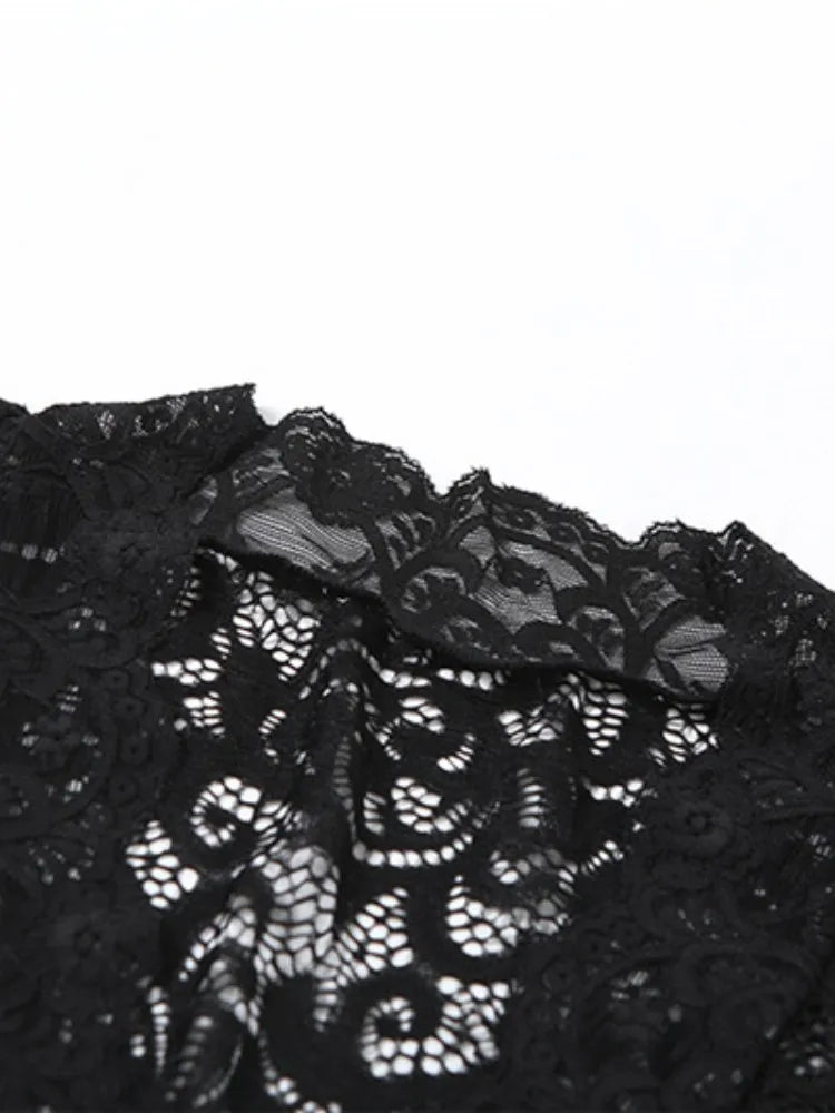 Wholesale Women's Lace Sleeveless Bodycon Romper Black – Detail View