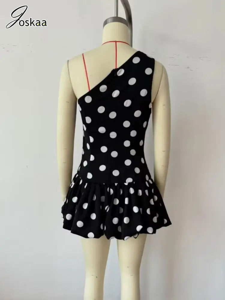 Women's Polka Dot Sleeveless Bodycon Mini Dress As Picture – Back View