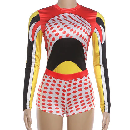 Women's Polka Dot Long Sleeve High Waist Two Piece Set - Detail View 8